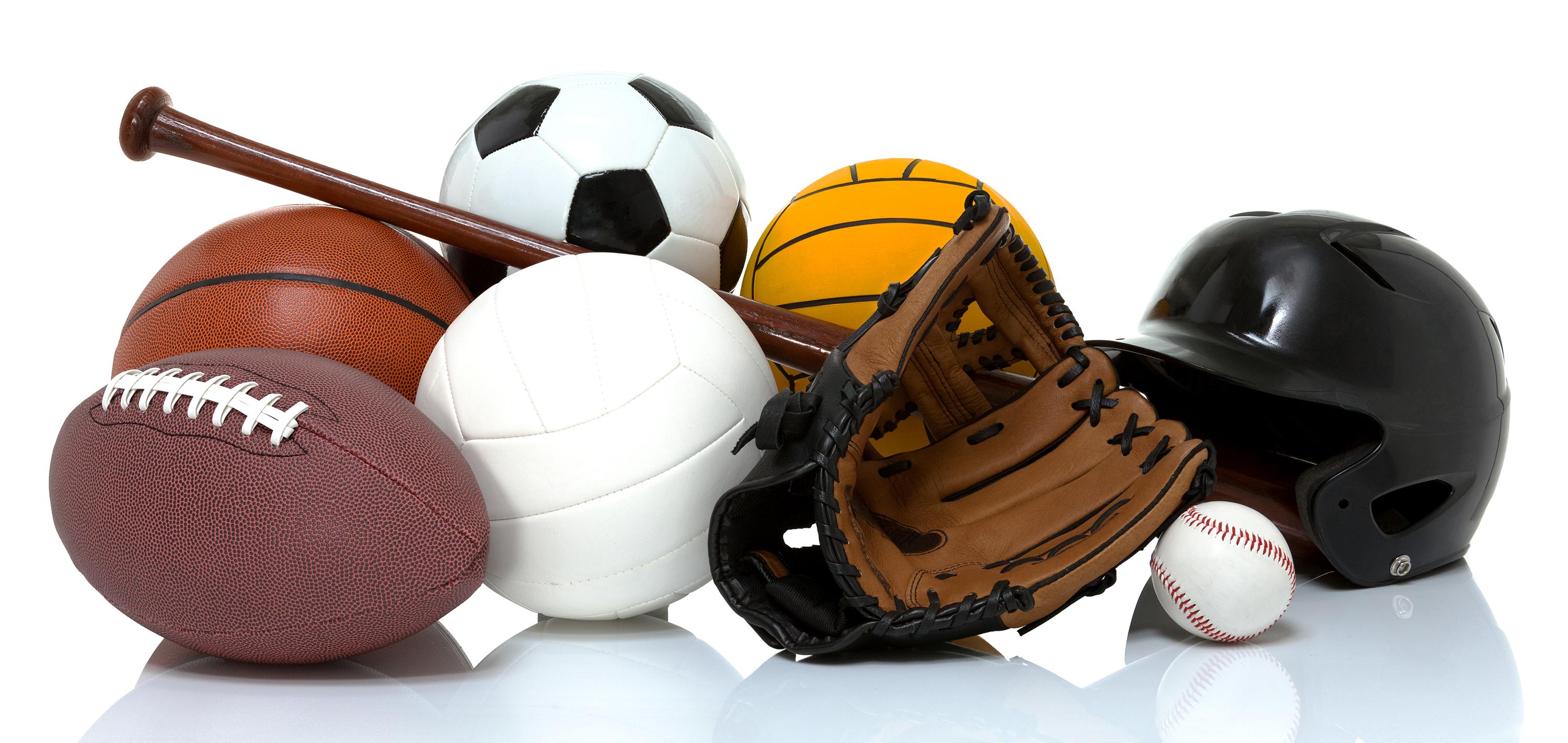 Assorted sports equipment, professional photo and design
